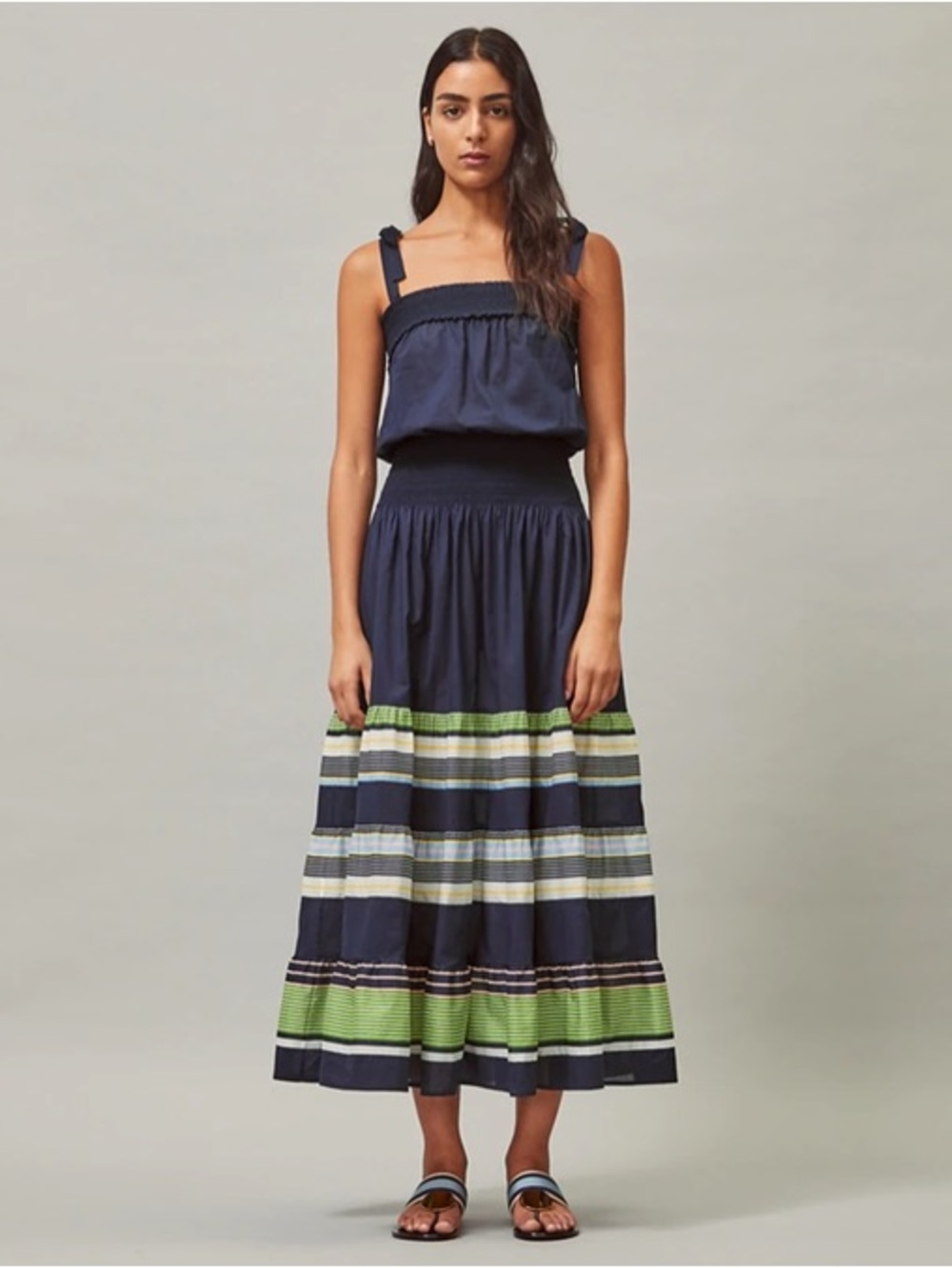 Tory Burch Smocked dress in Field Day Stripes size small